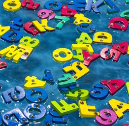 letters floating in water