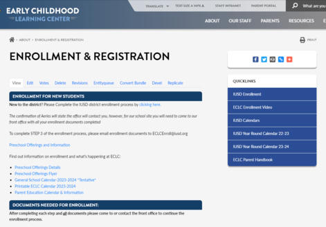 ECLC Enrollment page